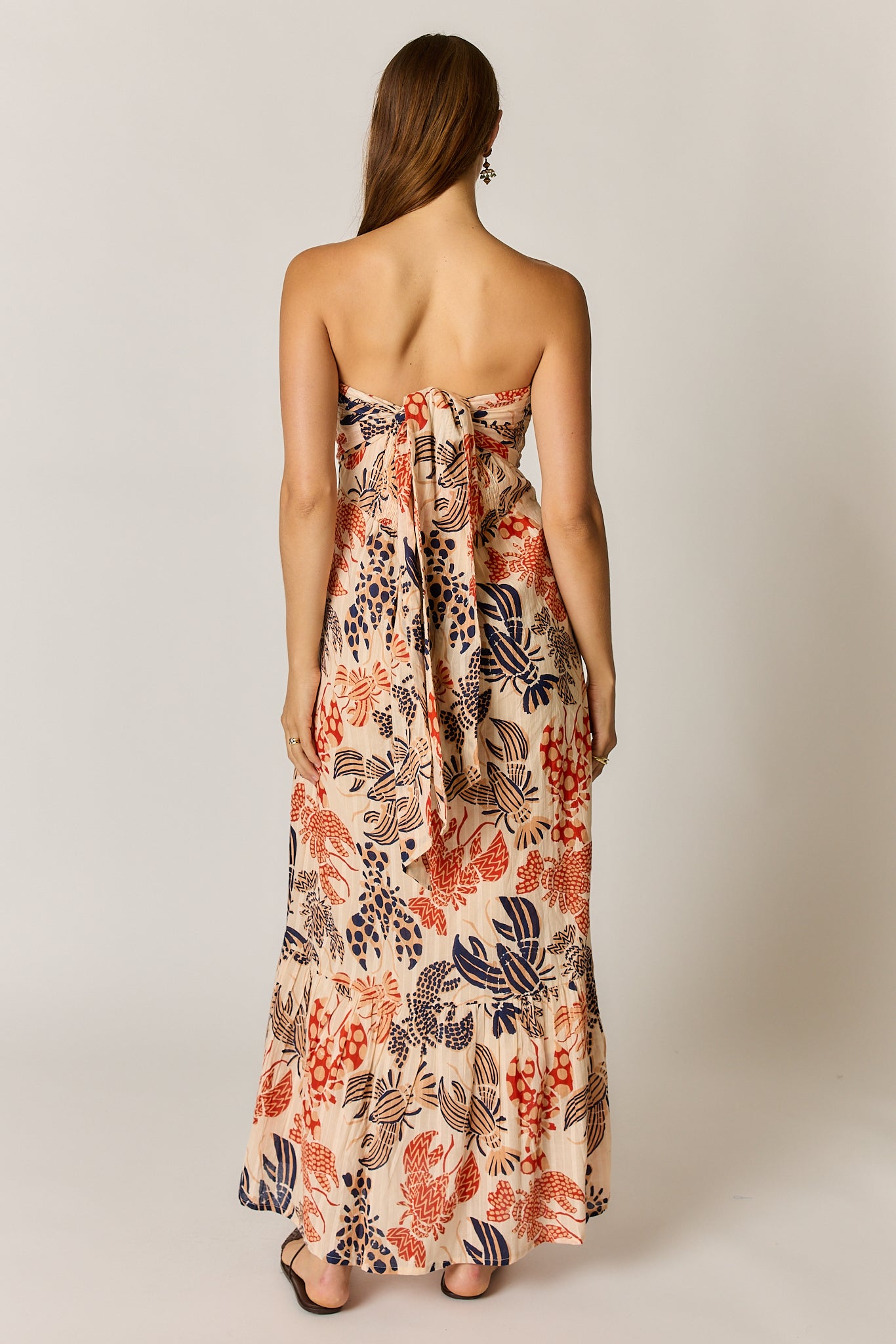Under The Sea Strapless Maxi - Blue Red
