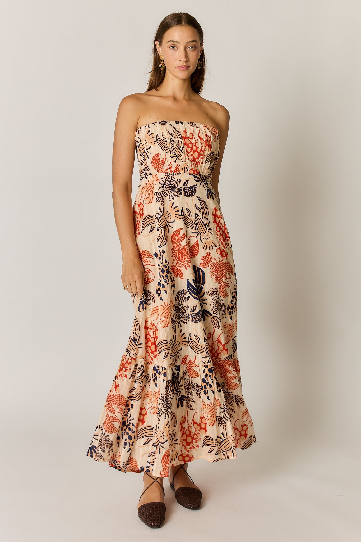 Under The Sea Strapless Maxi - Blue Red