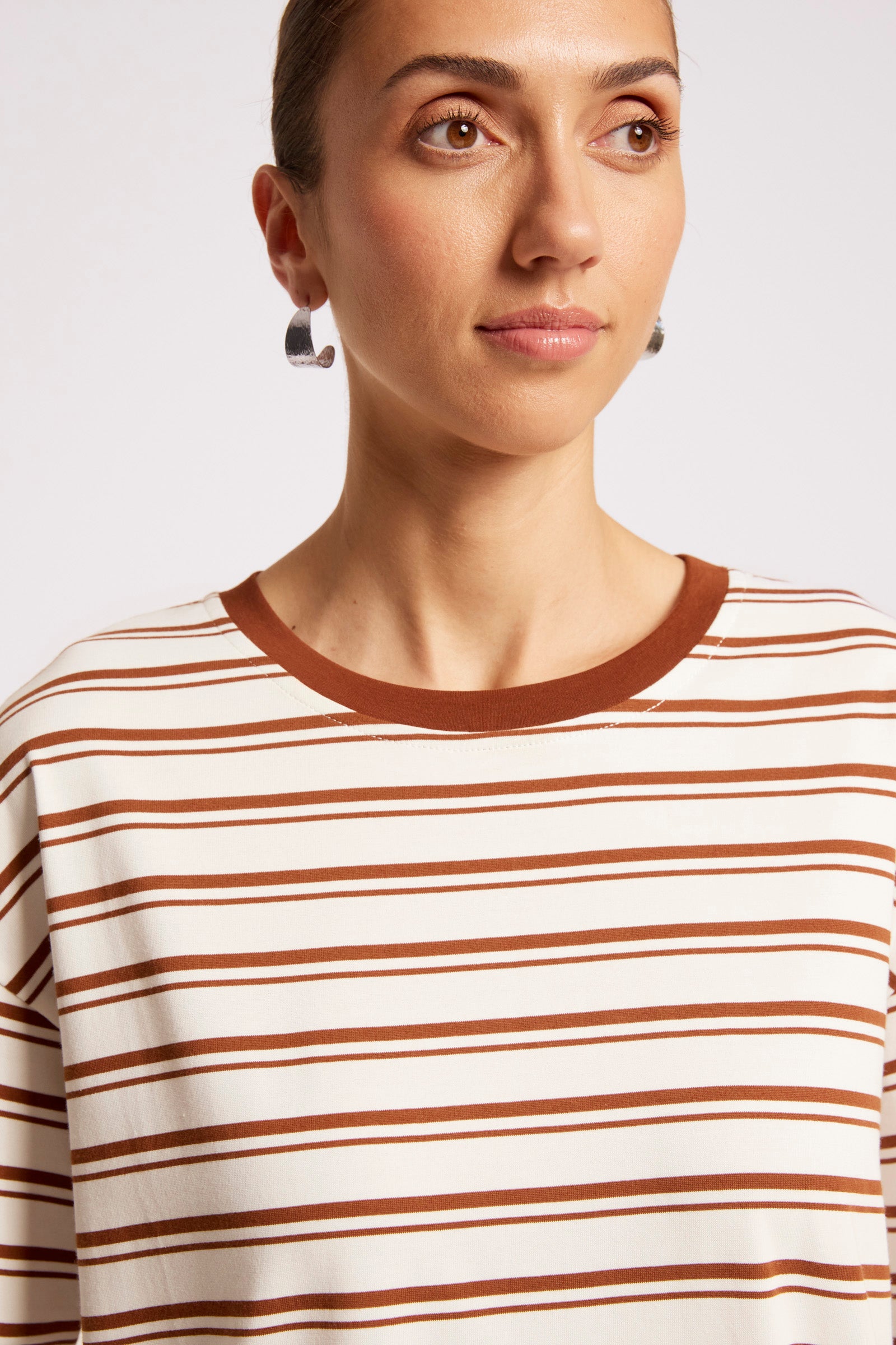 Paloma Striped T-Shirt Dress - Dune White