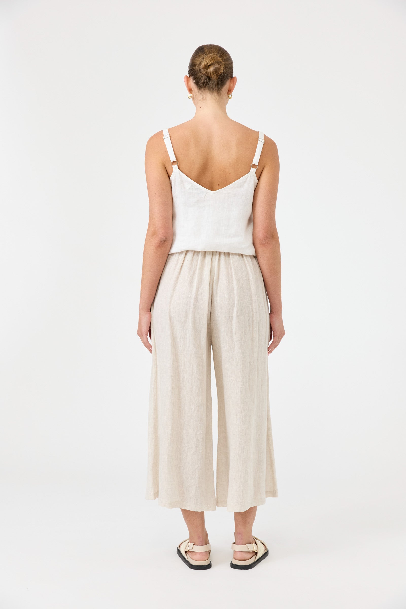 Eb&Ive Studio Linen Crop Wide Leg Pant Natural