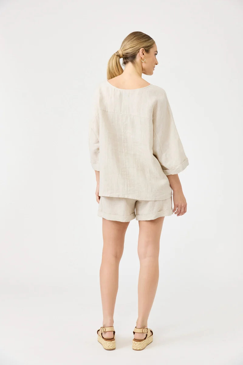 Studio Linen Relaxed Top - Tusk