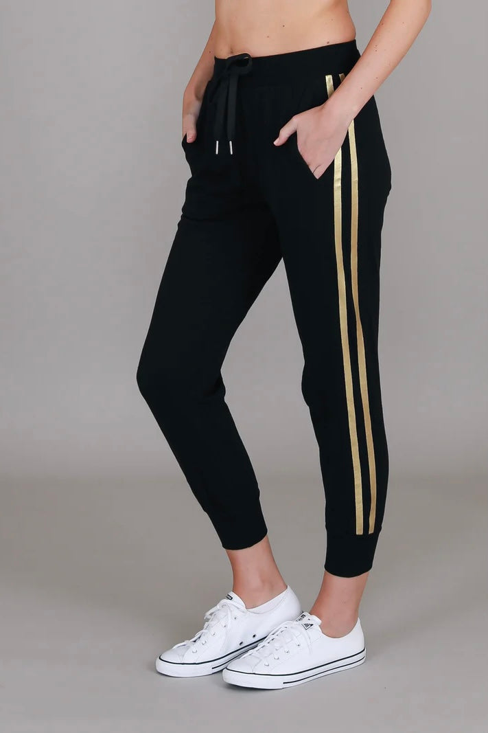 Gaby Superstar Stripe Jogger - Black Gold