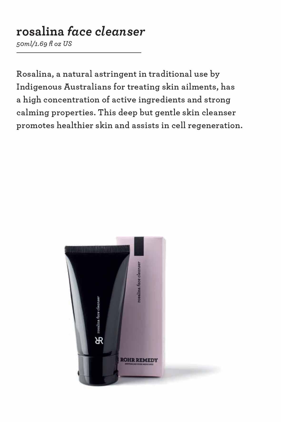Rohr Remedy Rosalina face cleanser All Natural skincare Australian Made Nourishing Hydrating face Cleanser Australian Botanicals bio active