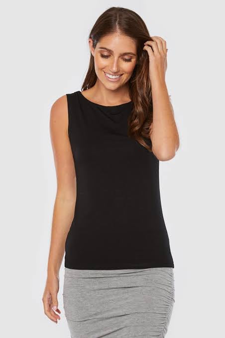 Bamboo Shell Tank Top - Black