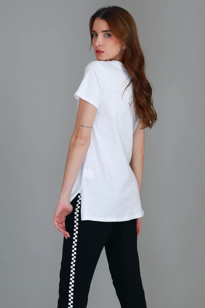 Frankie V Neck Tee - White