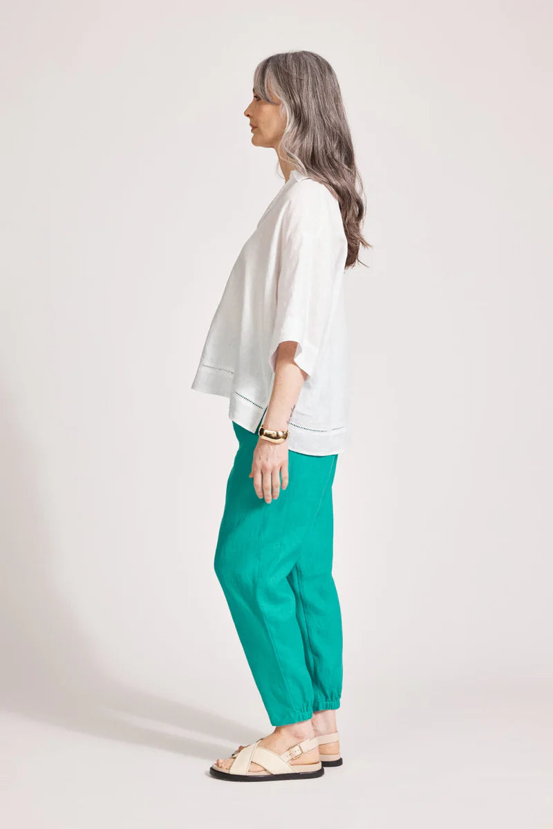Miramar Collared Top - White Linen