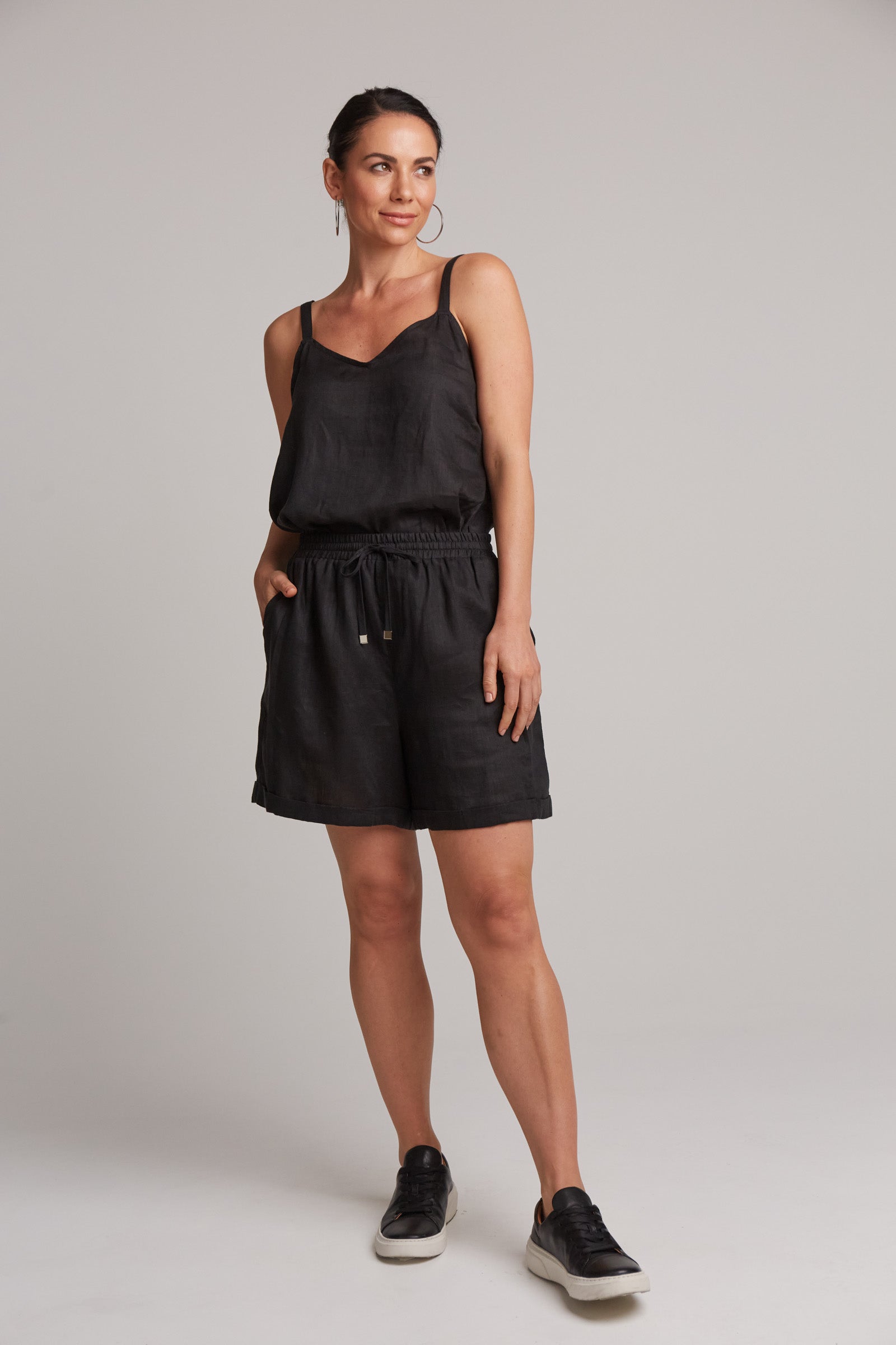 Eb&Ive Studio Linen Short Work Short Black Smart Casual