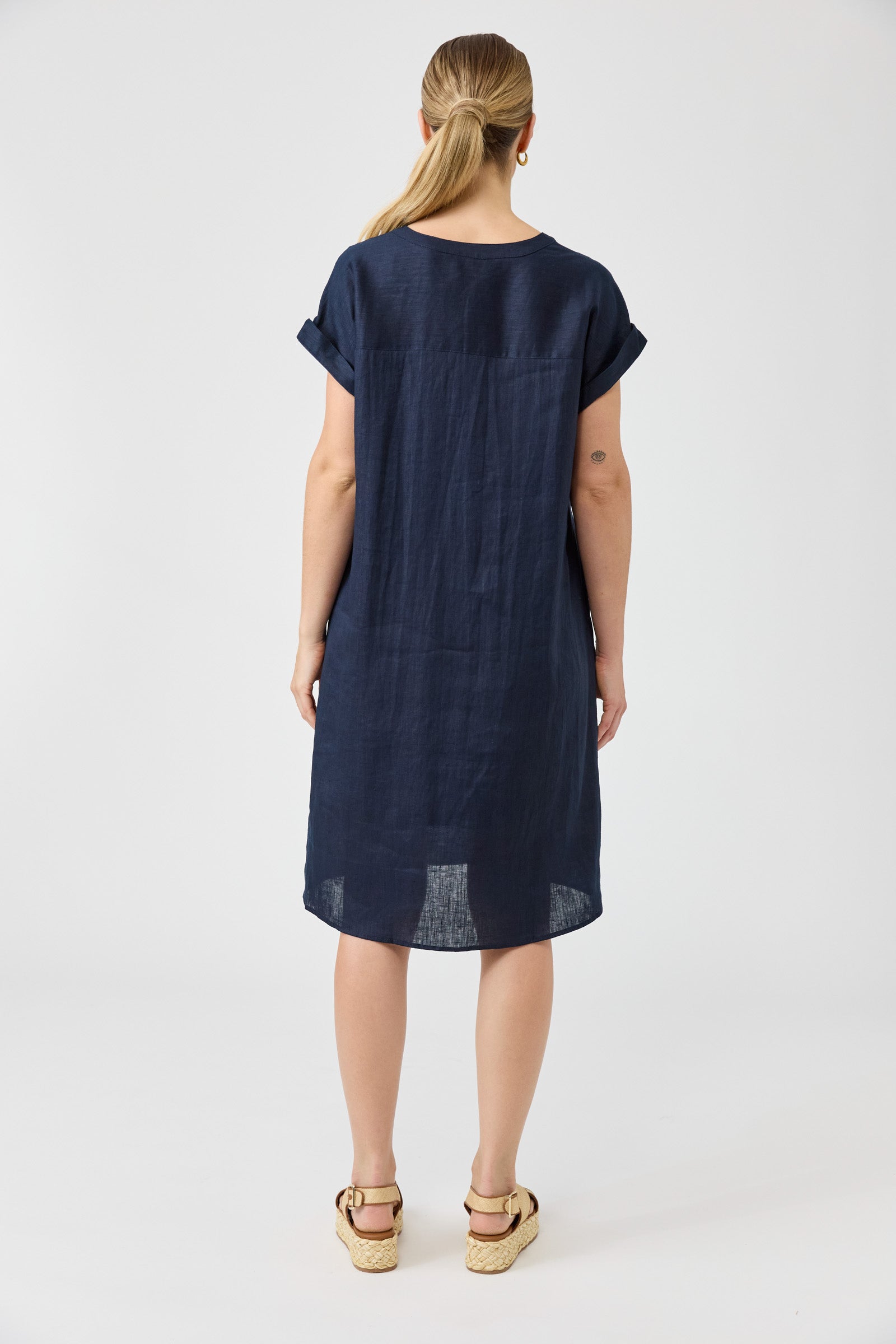 Studio Linen Dress - Navy