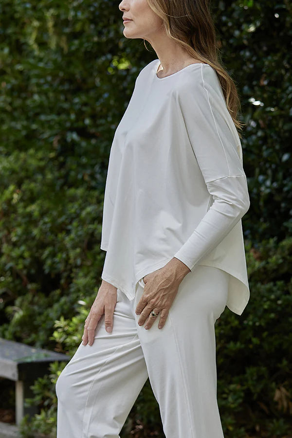 Terry Relaxed Boatneck Top - Soft White