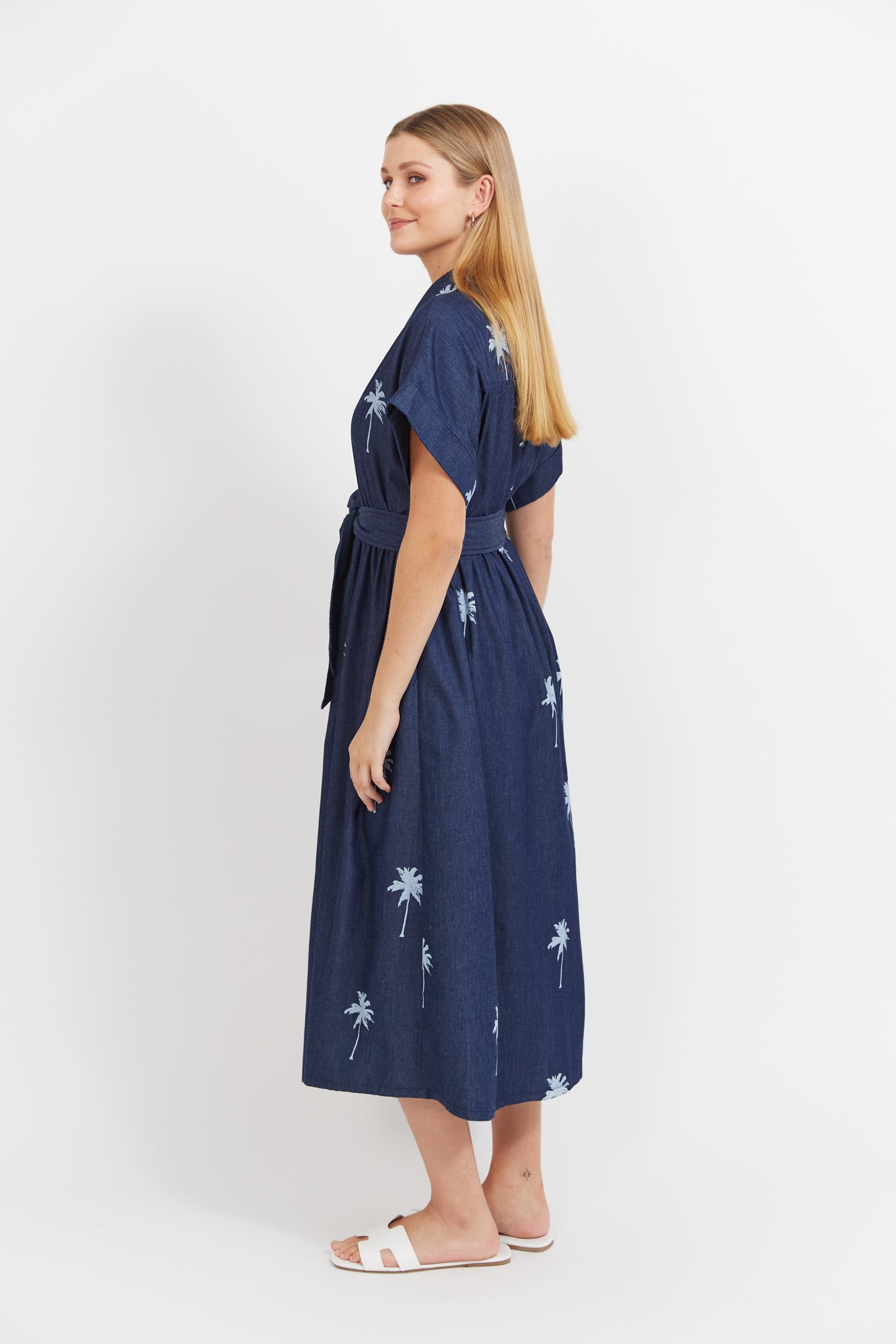 Montego Shirt Dress - Indigo Palms