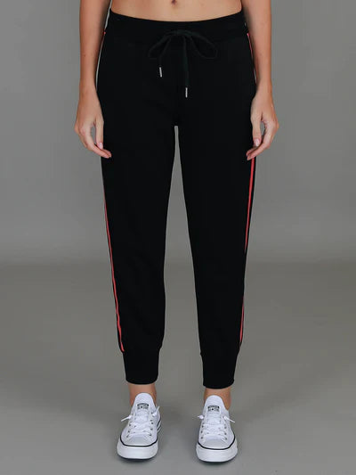 Gabby Stripe Jogger - French Terry - Black Pink Metallic