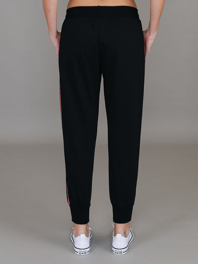 Gabby Stripe Jogger - French Terry - Black Pink Metallic