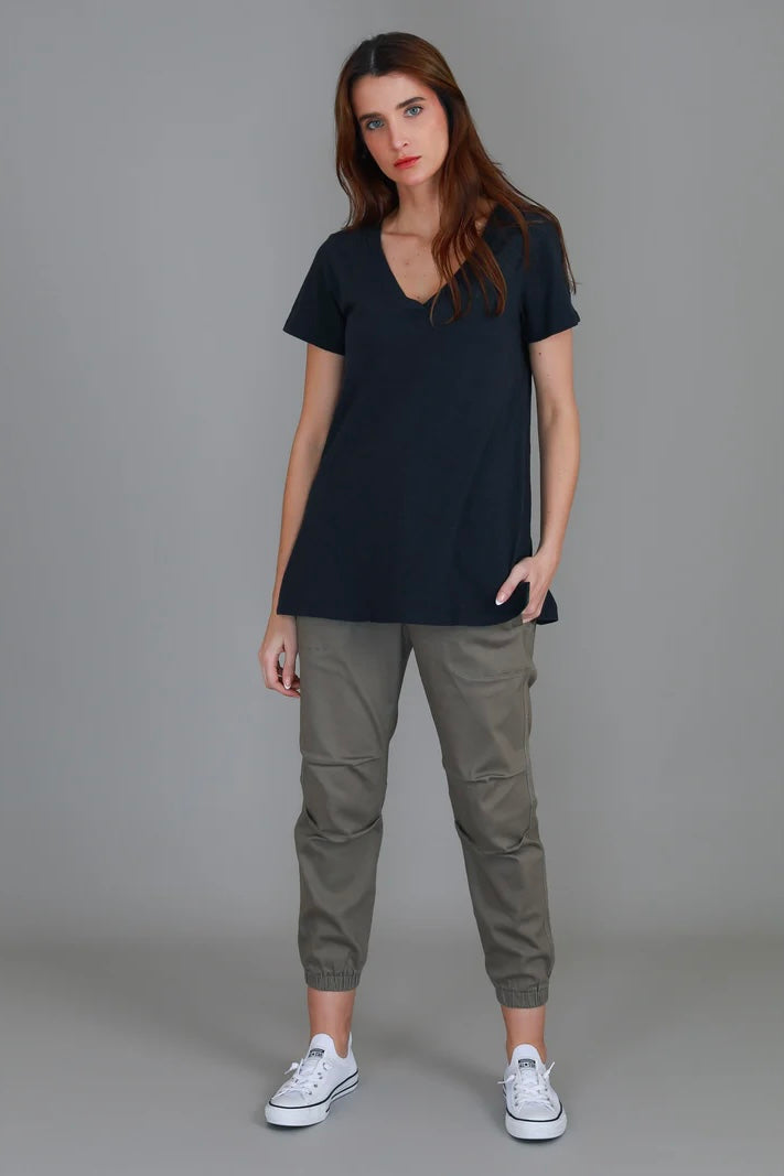 Frankie V Neck Tee - Ink