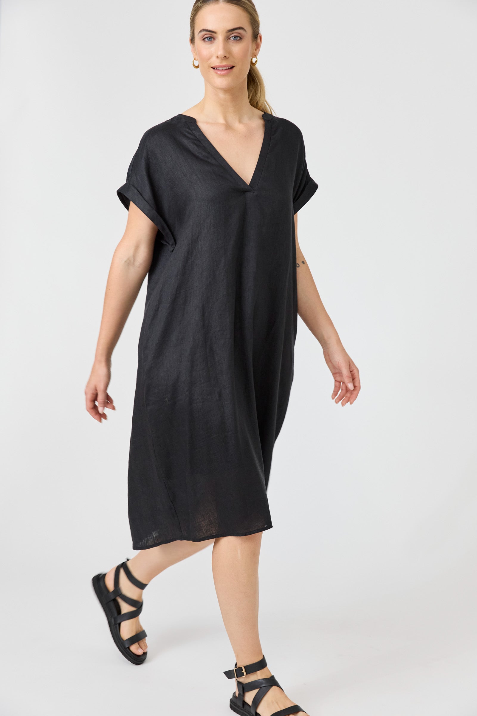 Studio Linen Dress - Black