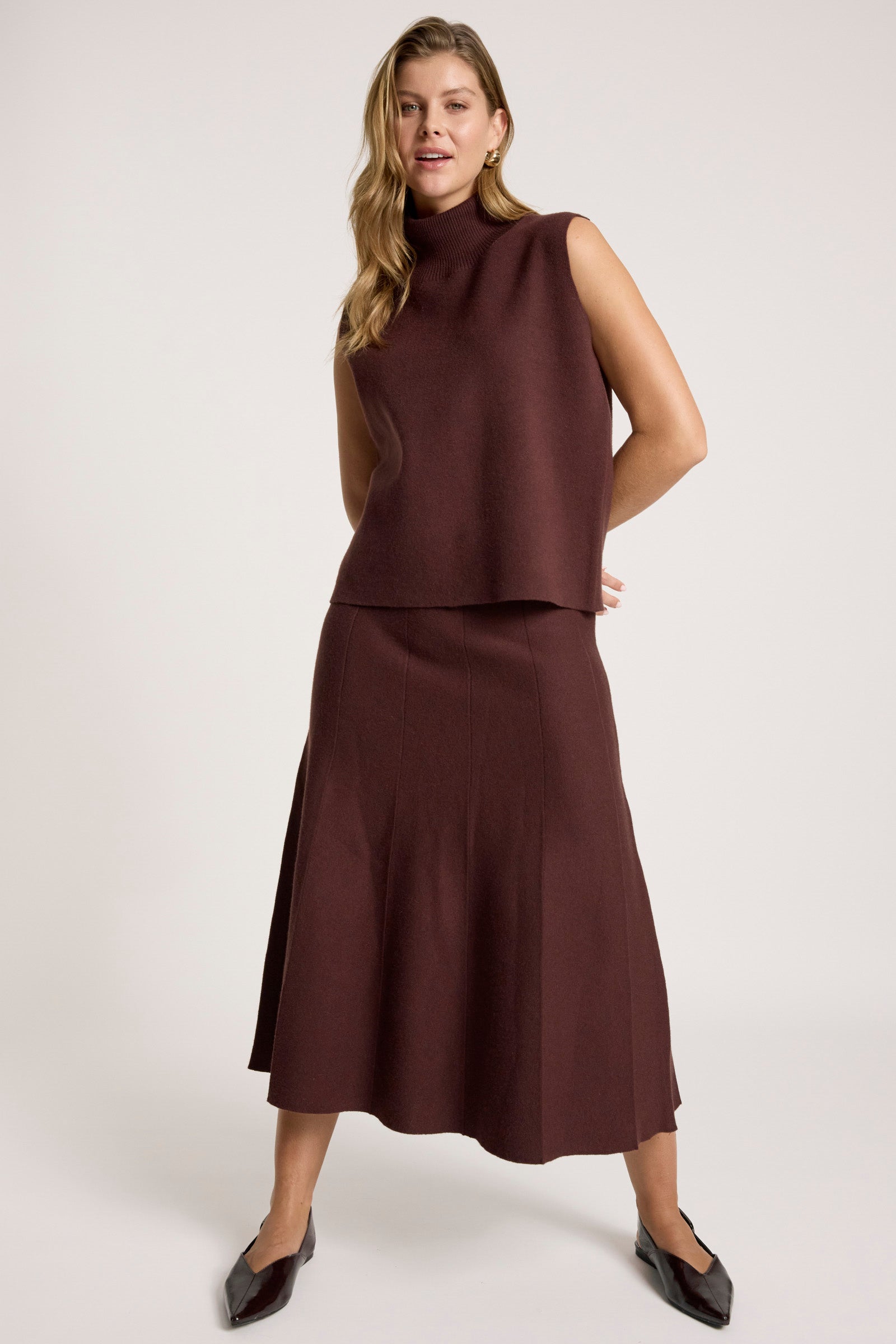 Zala Knit Skirt - Mahogany