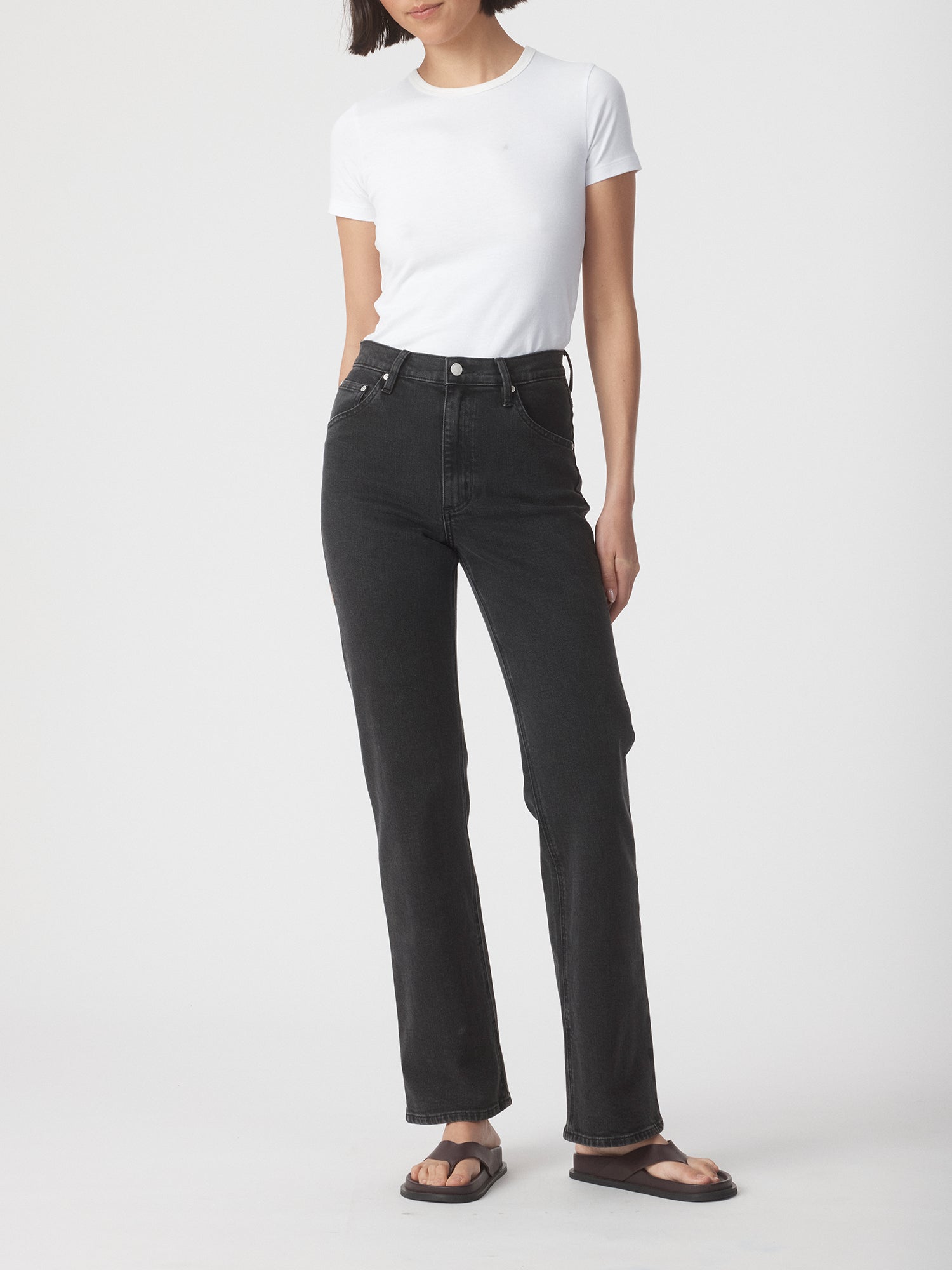 Nobody Denim Loretta boot leg Jean - shadow black wash women’s premium denim jeans comfort fit eco-friendly sustainable cotton Australian high rise wide bootcut