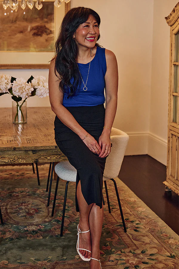 Bamboo Shell Tank Top - Cobalt Blue