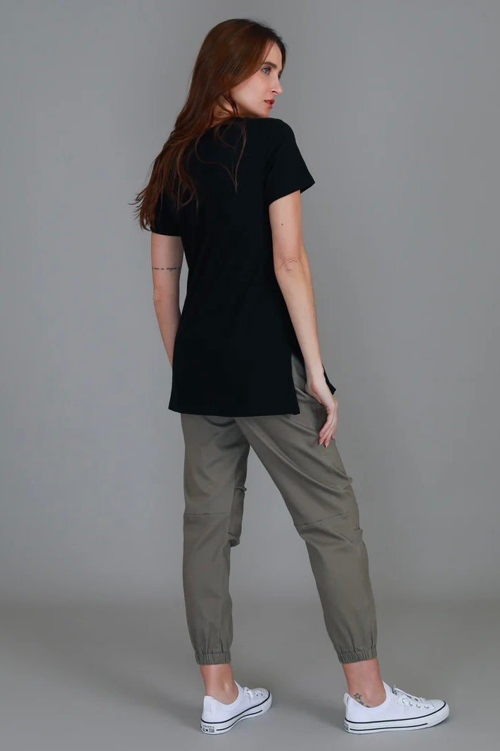 Frankie V Neck Tee - Black