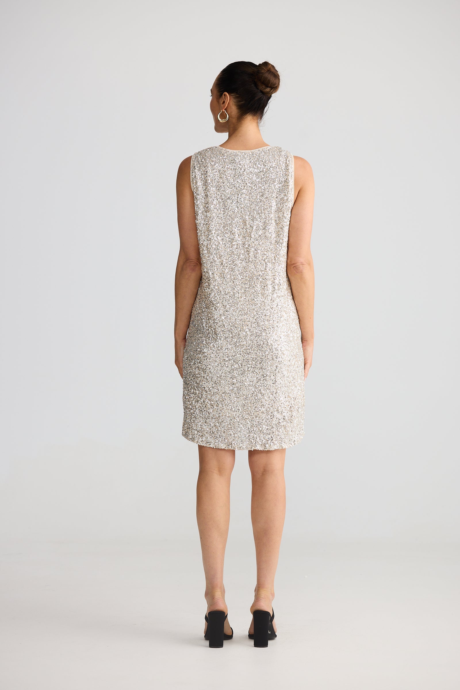 Brave + True Glitz Swing Dress Champagne Sequins Party dress short mini knee length A-line NYE Christmas Evening dress