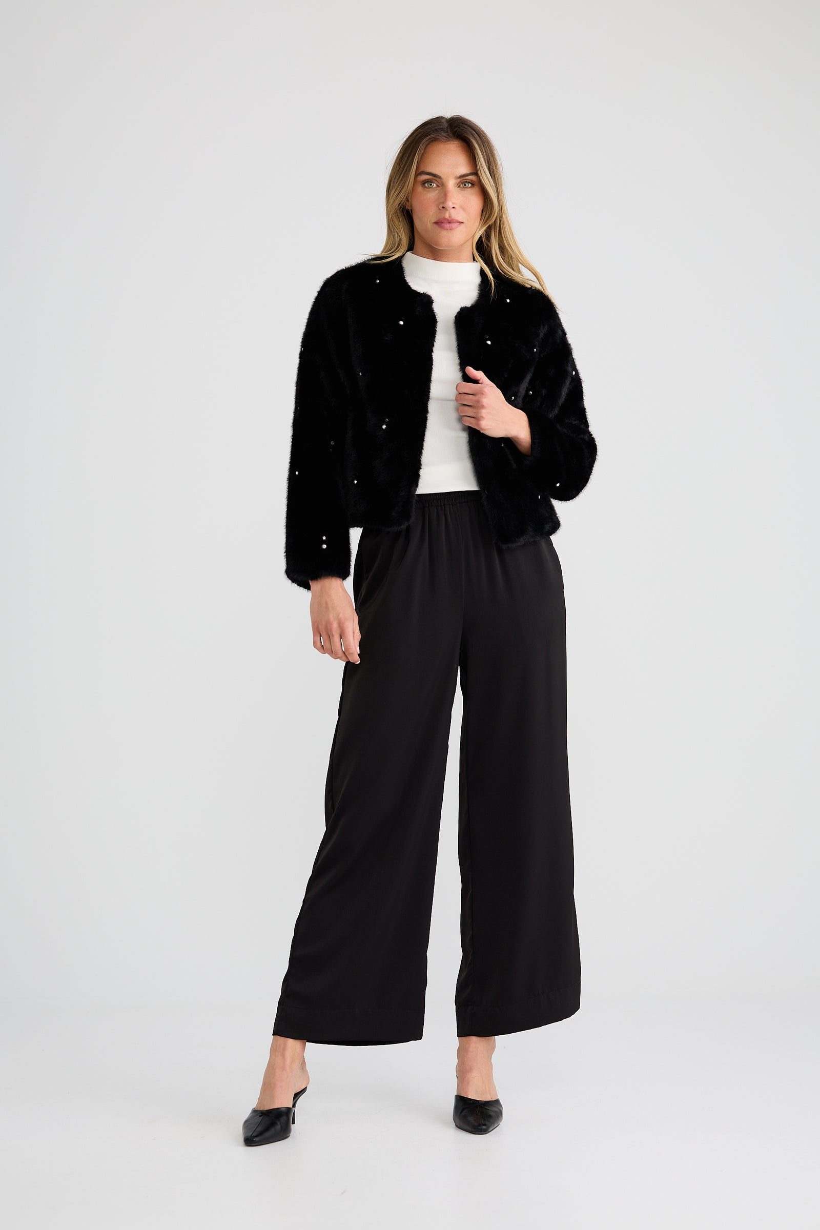 Selina Fur Jacket - Black