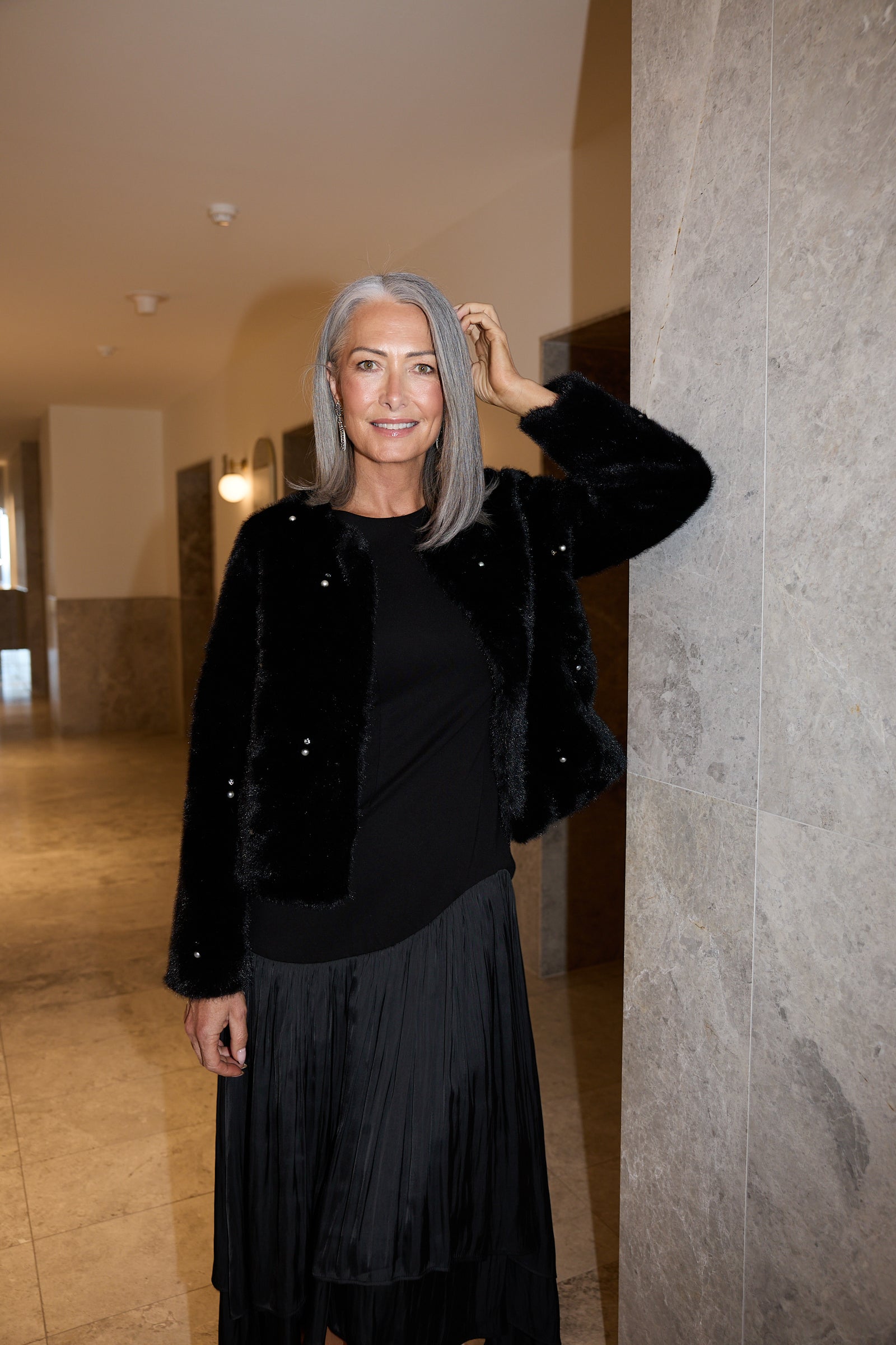 Selina Fur Jacket - Black