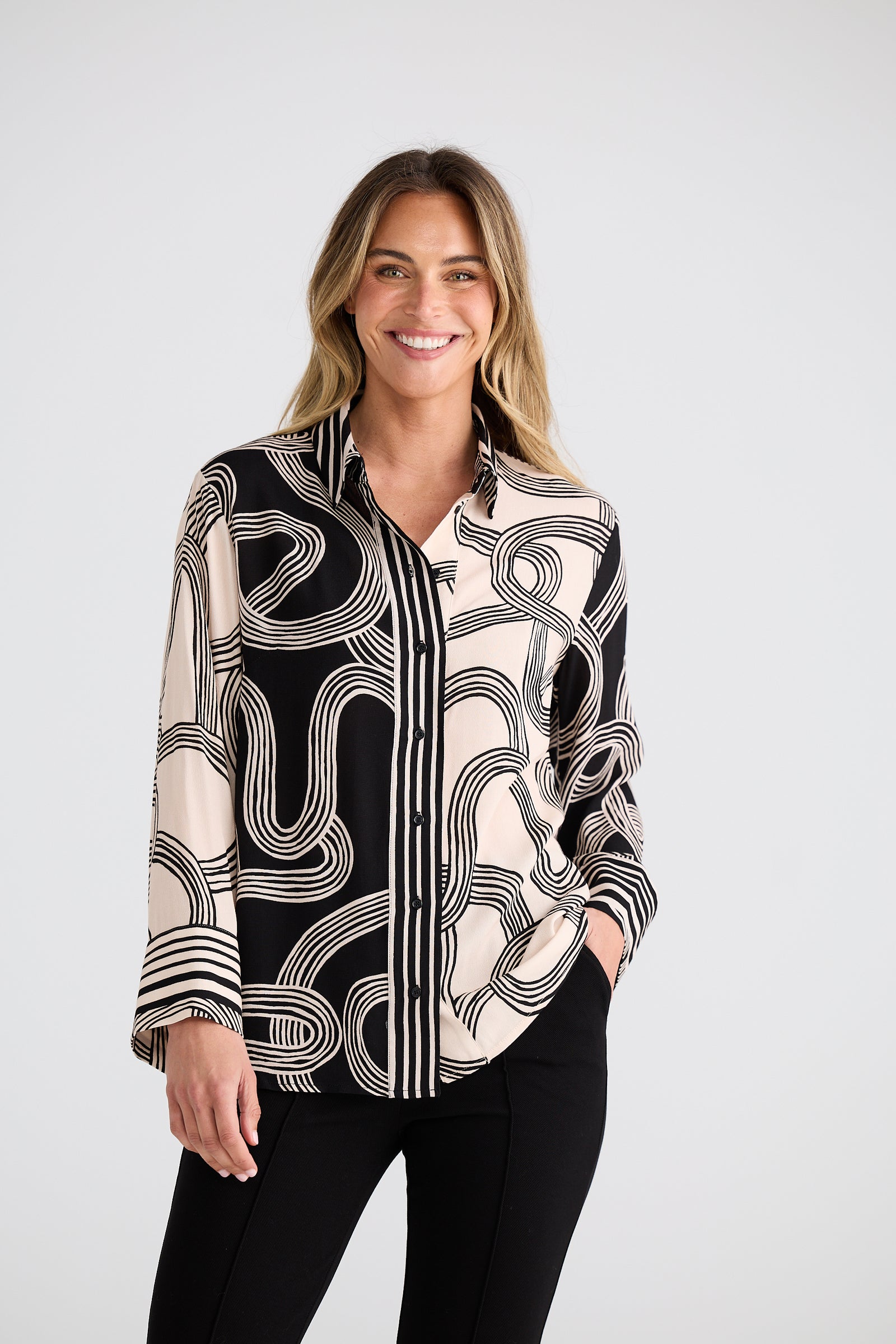 Lucy Shirt - Ink Lines Multi