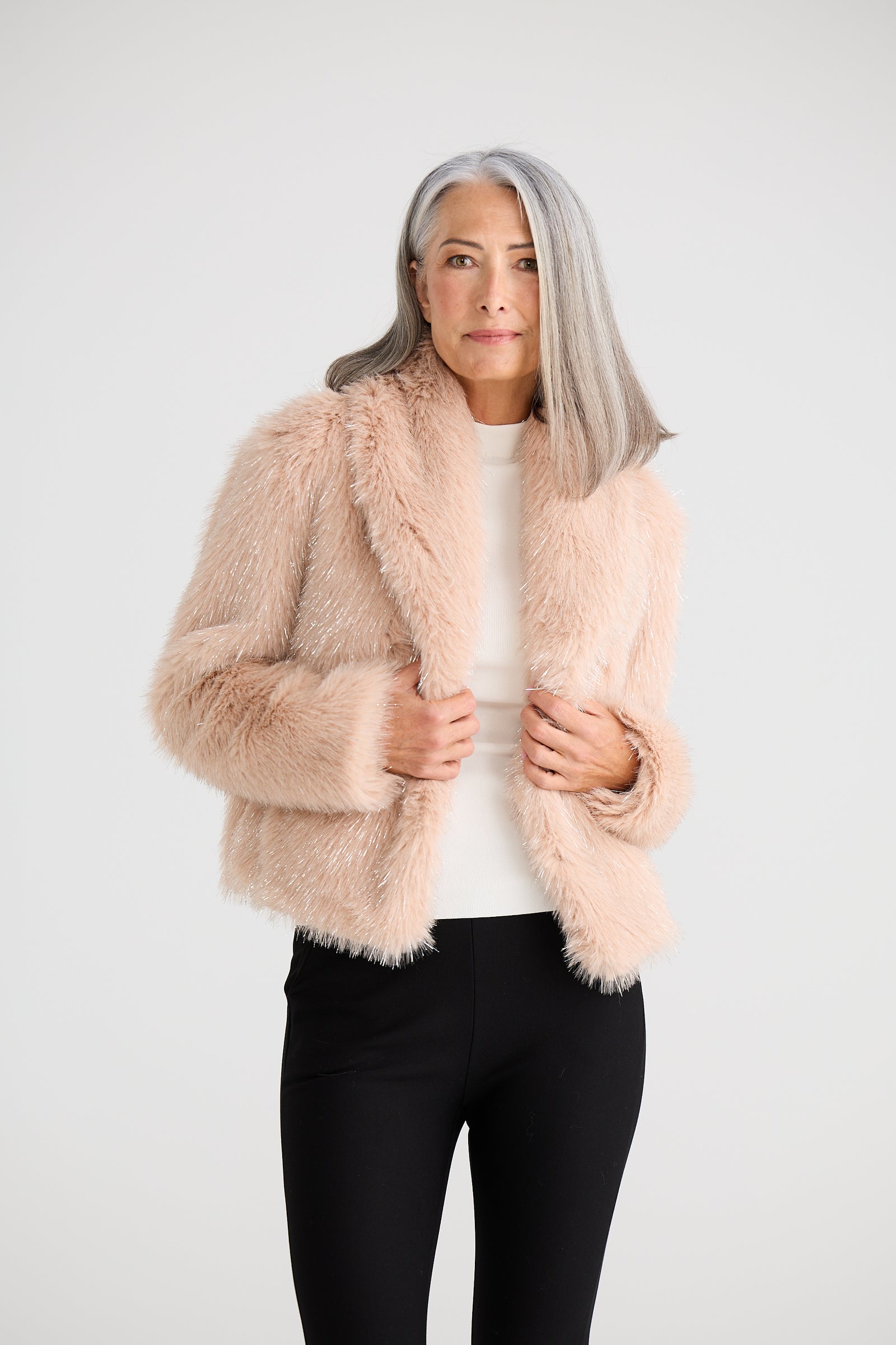 Glamour Fur Jacket - Blush Sparkle