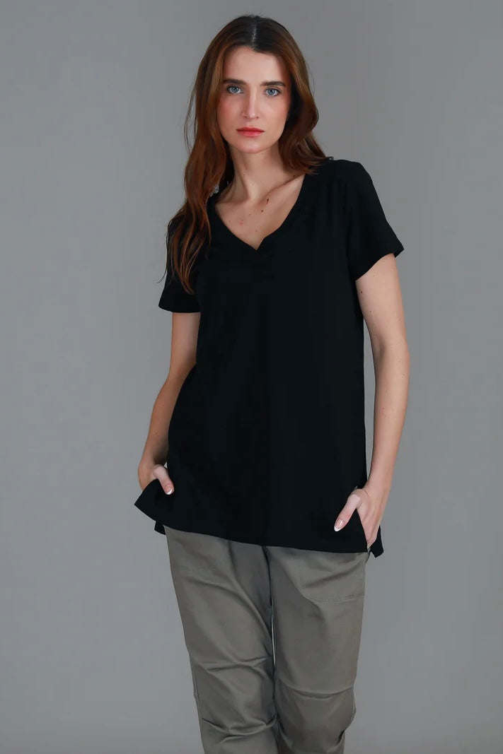 Frankie V Neck Tee - Black