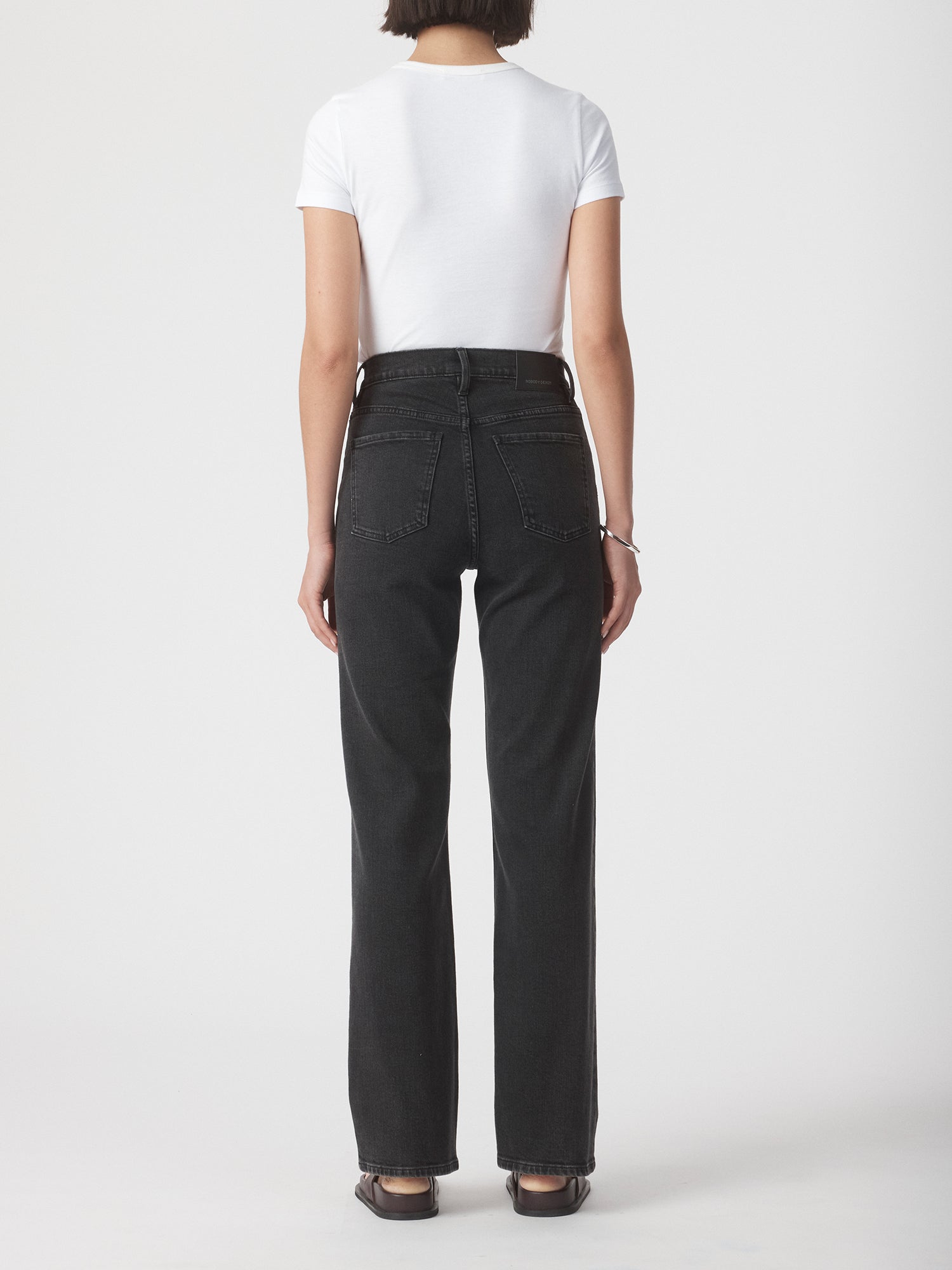 Nobody Denim Loretta boot leg Jean - shadow black wash women’s premium denim jeans comfort fit eco-friendly sustainable cotton Australian high rise wide bootcut