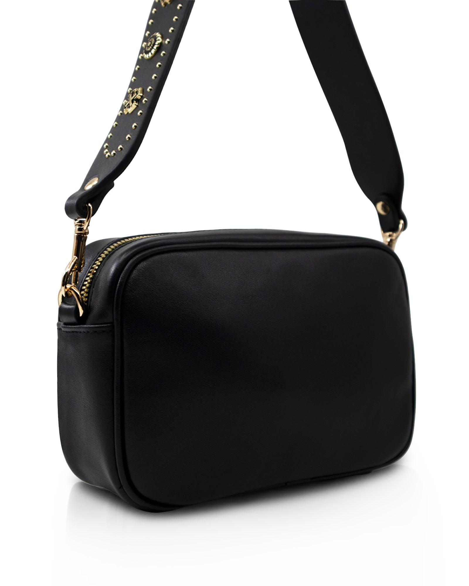 Sol Sana Camera Bag with studded western country rock studded strap Black Gold