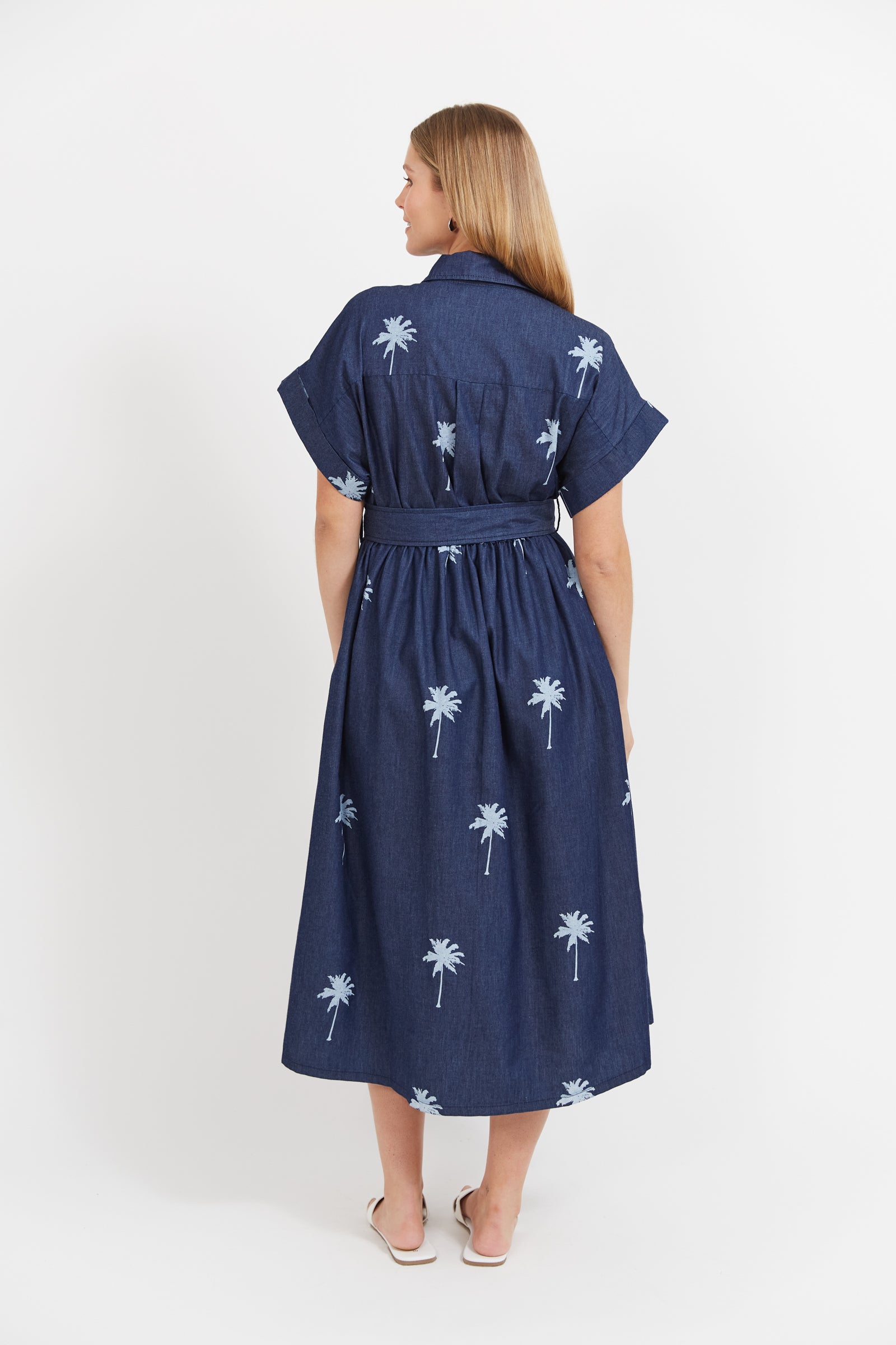 Montego Shirt Dress - Indigo Palms