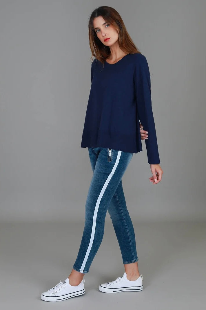 Sonya Long Sleeve T Shirt - Navy