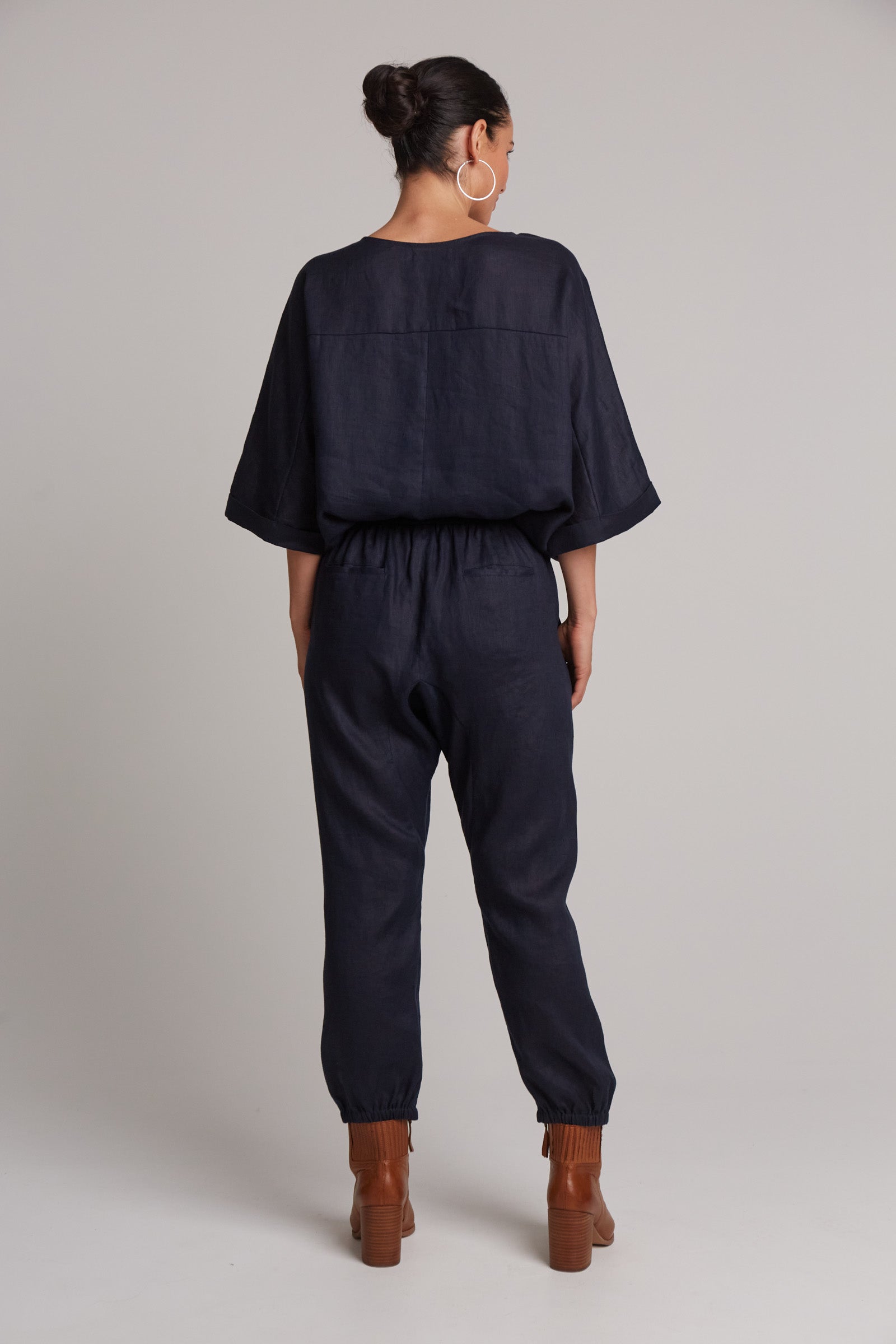 Eb&Ive Studio Linen Relaxed Pant Jogger Weekend Pant Travel Pant Navy