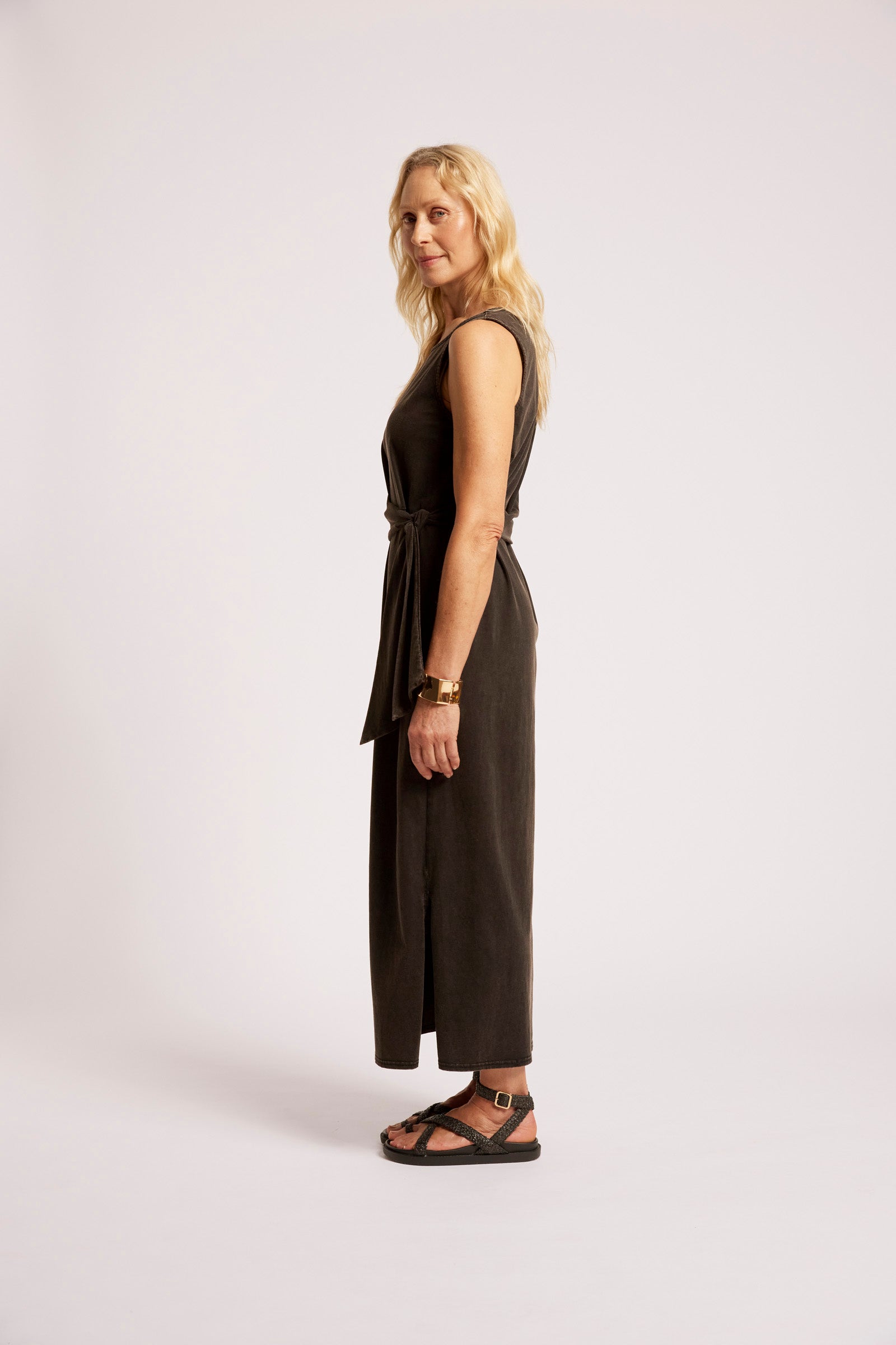 Caldera Wrap Tank Dress - Black Wash