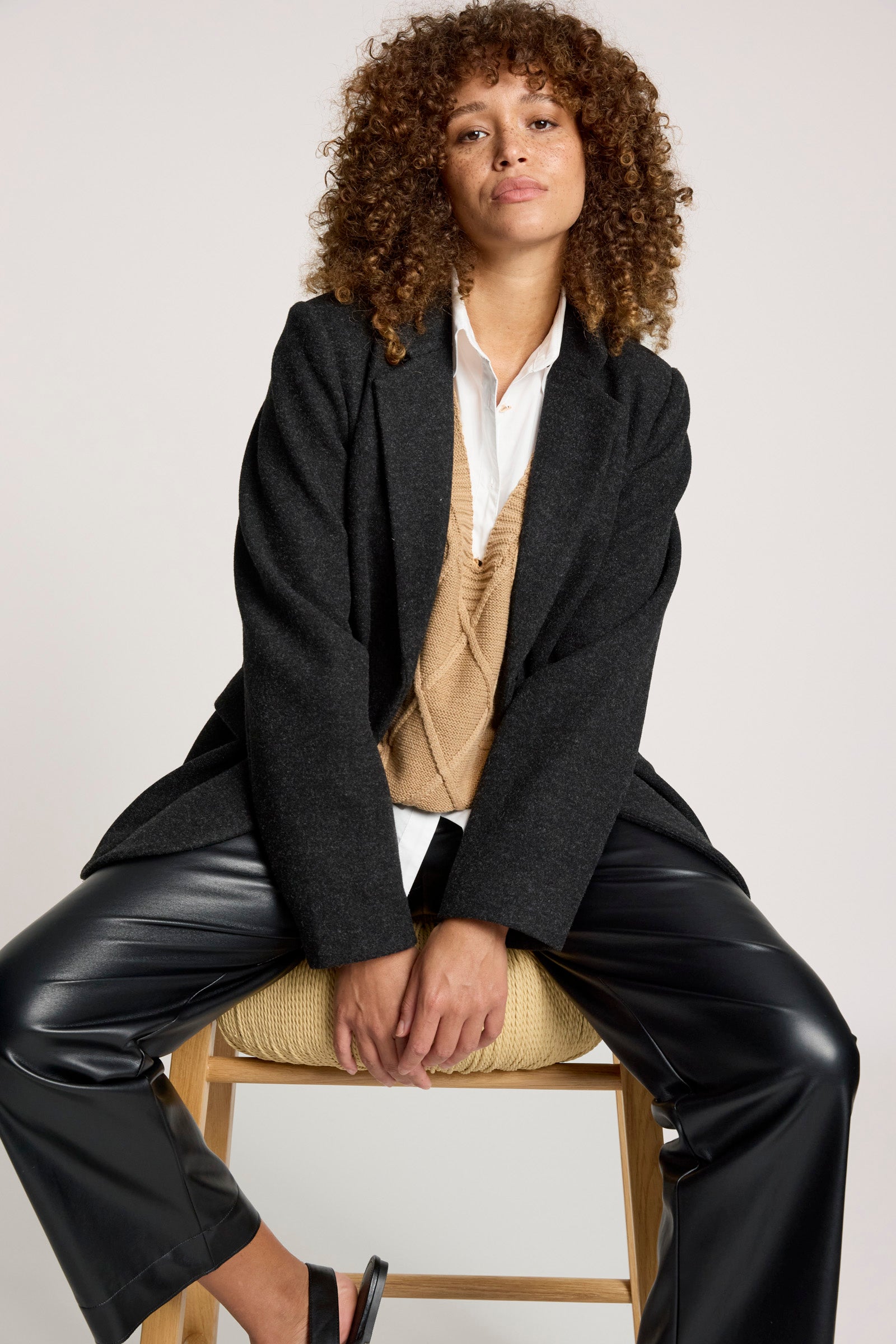 Eb&Ive Liora Cotton Knit Vest Mocha caramel cable knitwear Autumn Winter work vest