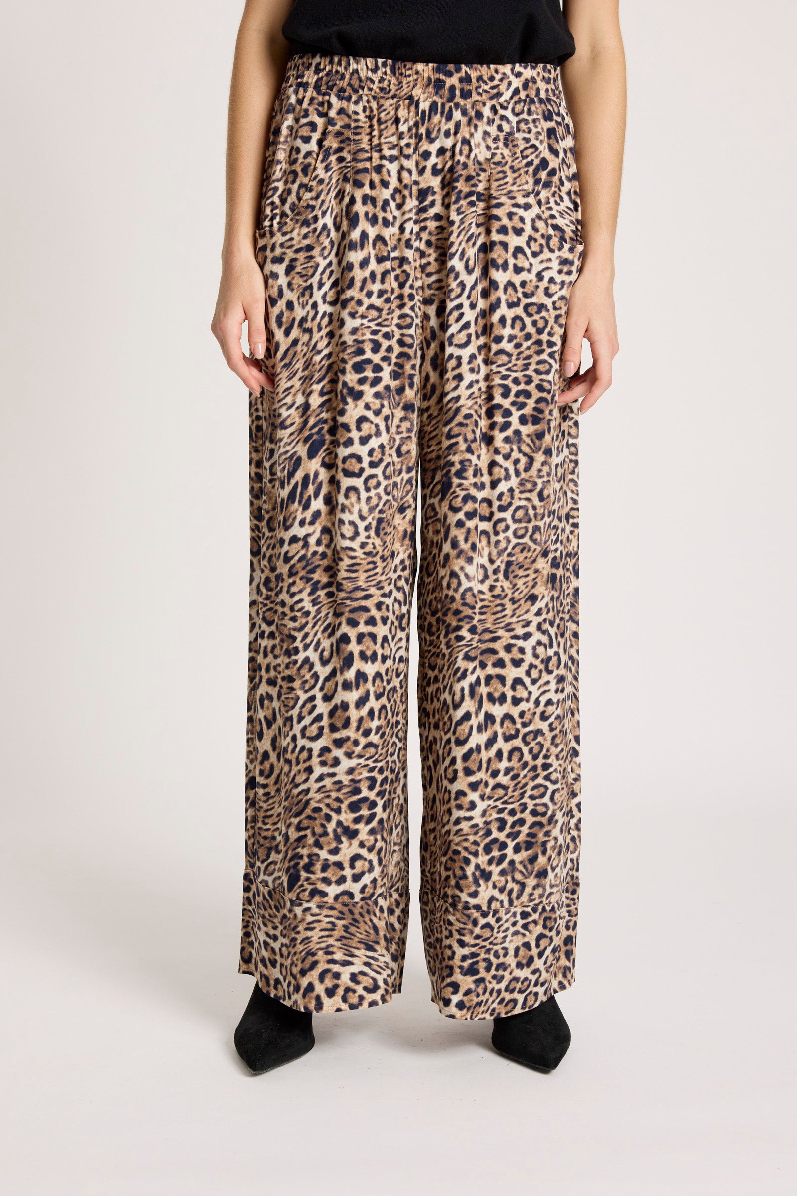 Eb&Ive San Pant Nomad Leopard Wide leg printed work smart casual linen trousers viscose