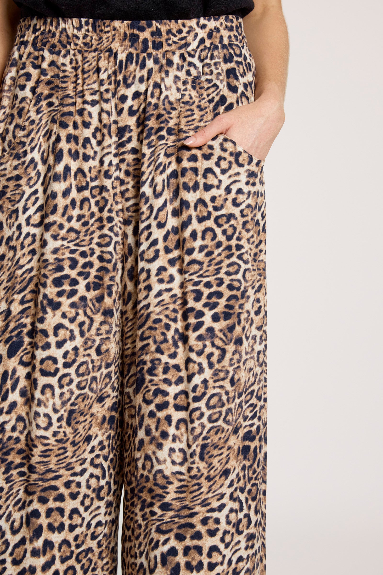 Eb&Ive San Pant Nomad Leopard Wide leg printed work smart casual linen trousers viscose