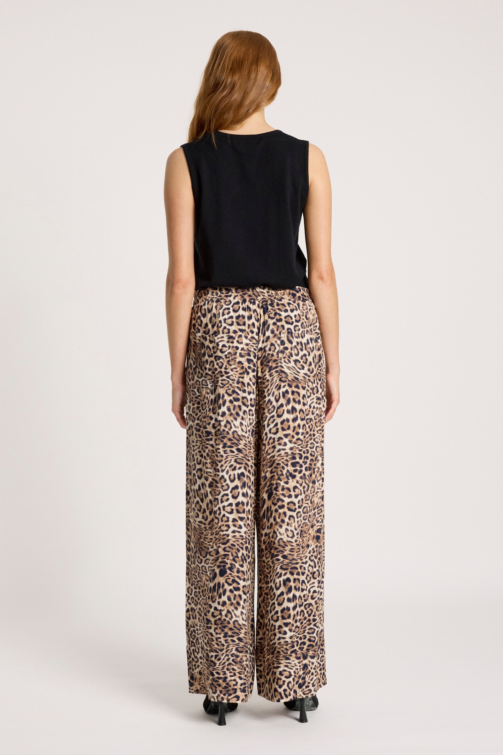 Eb&Ive San Pant Nomad Leopard Wide leg printed work smart casual linen trousers viscose