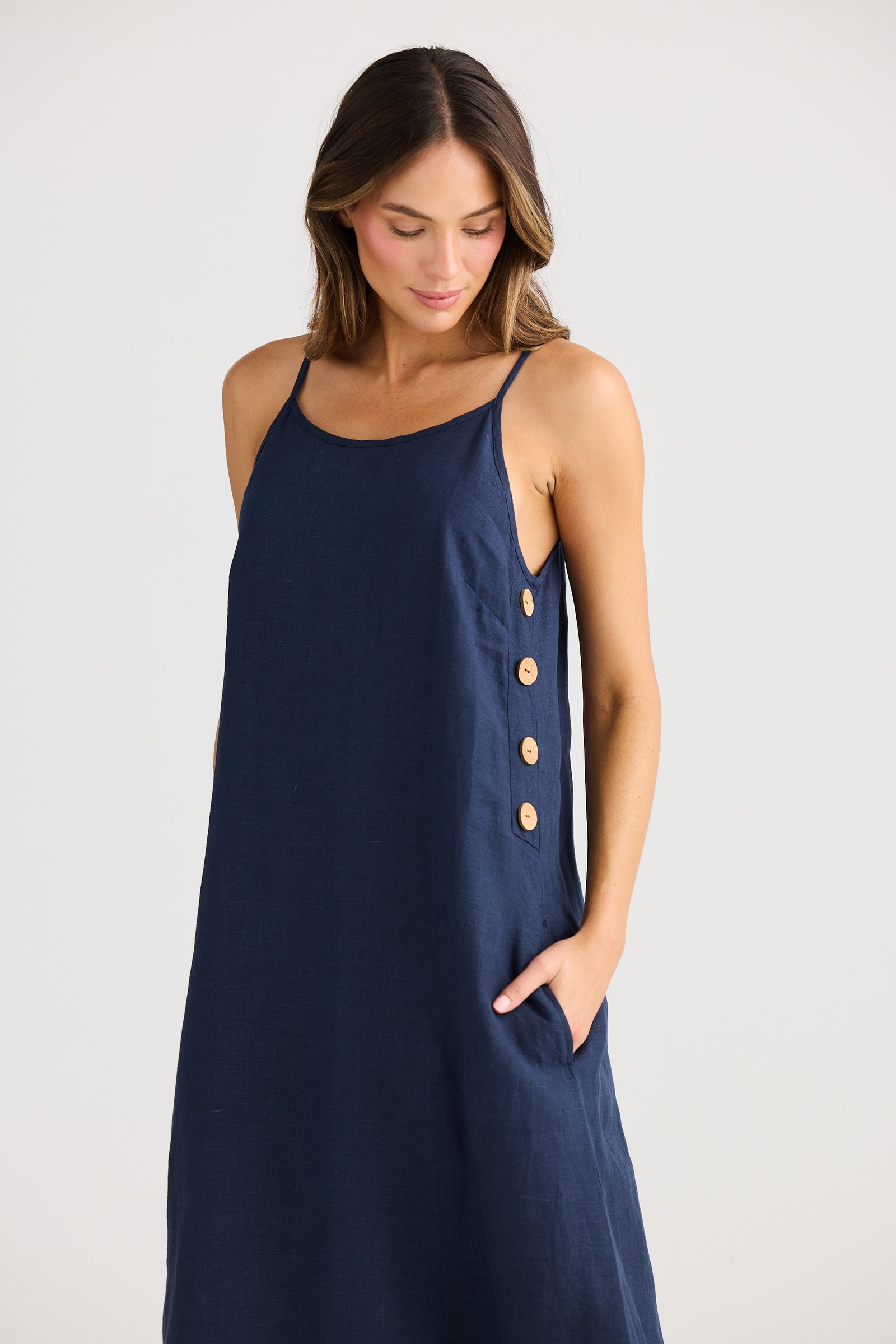 Cliffside Maxi - Navy Linen