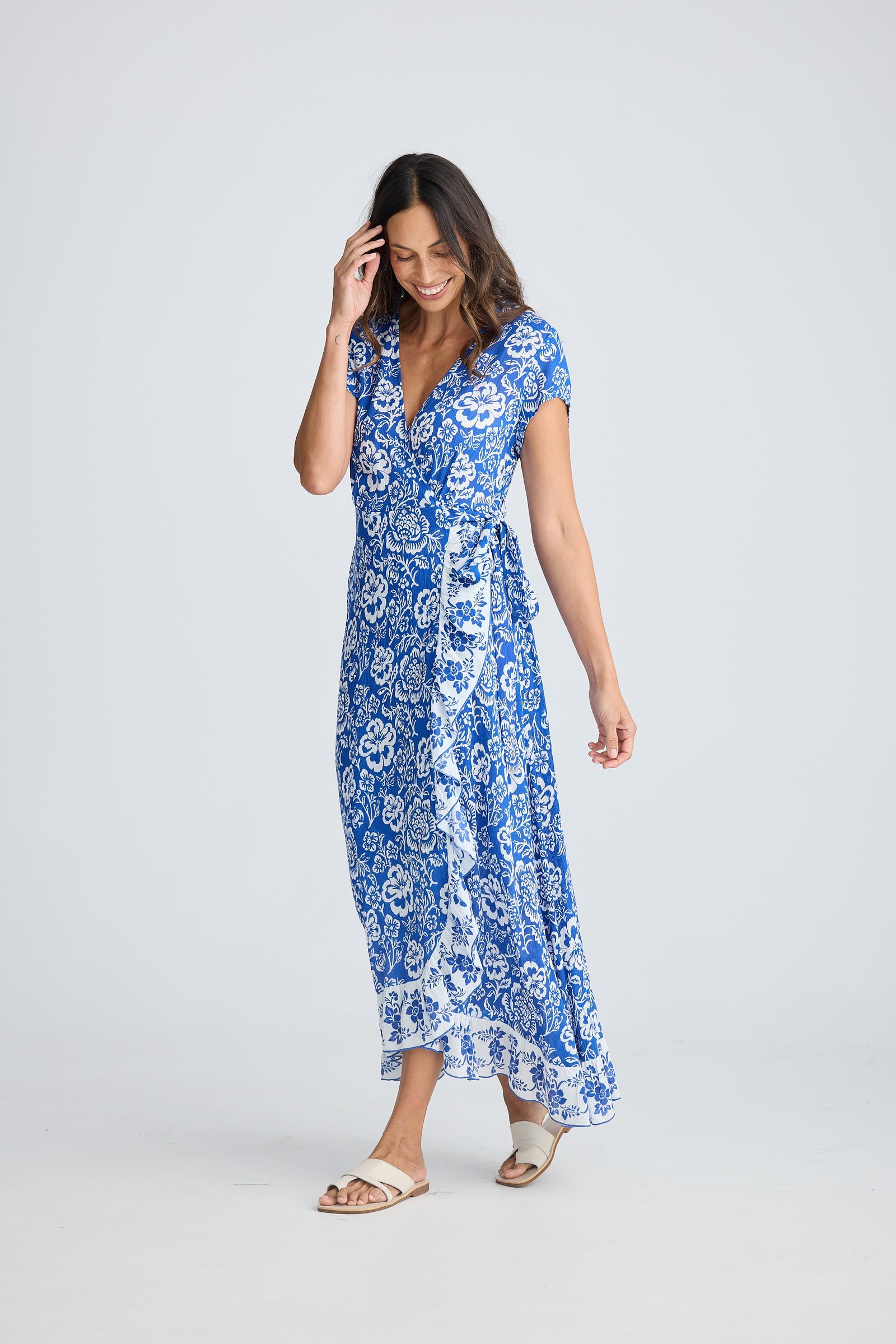 Lotus Wrap Dress - Ocean Paradise Print
