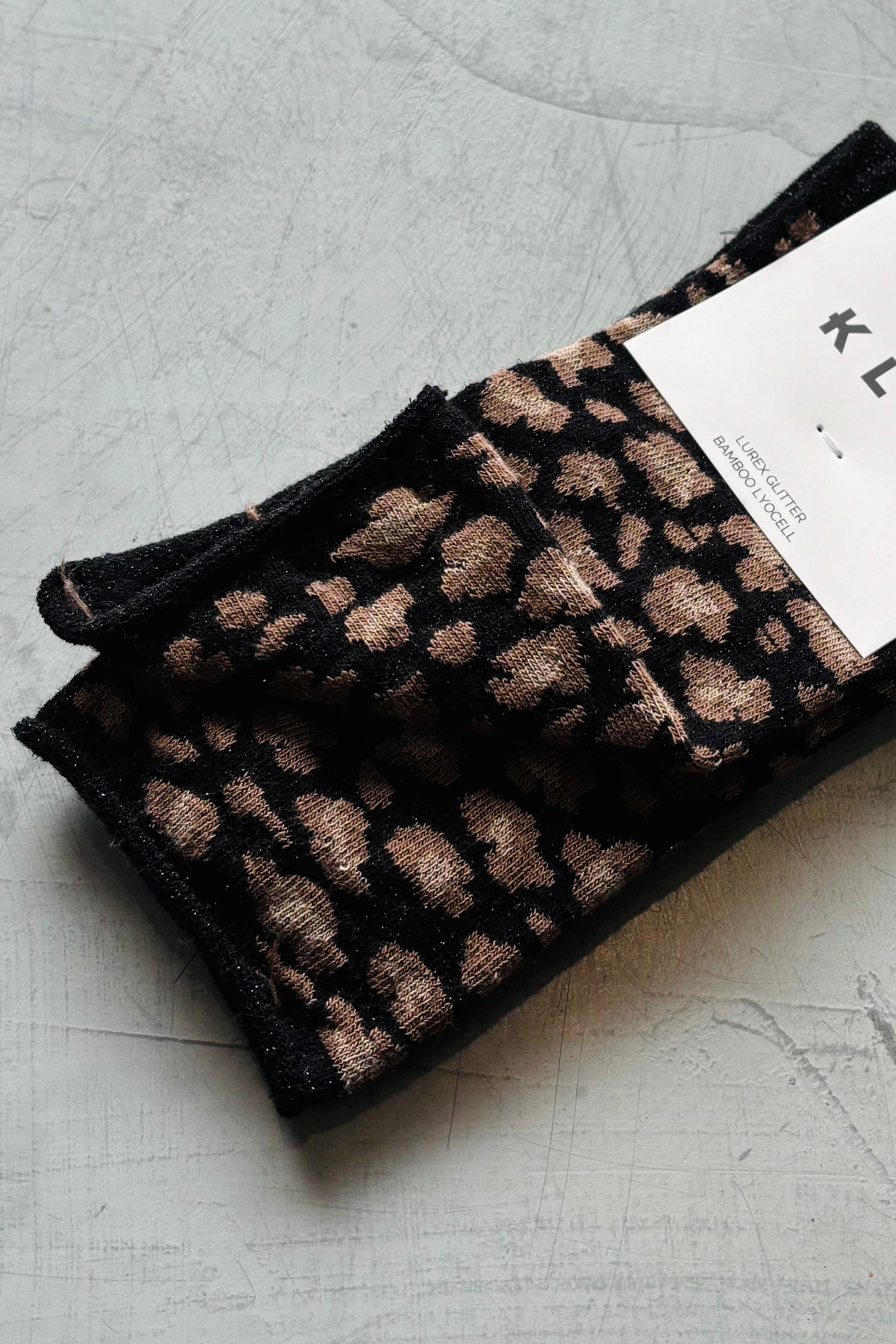 KLUE Glitter Lurex Socks | Leopard Black