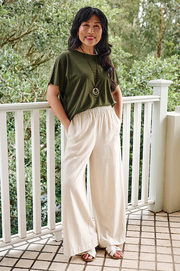 Pax Tee - Olive Bamboo Linen