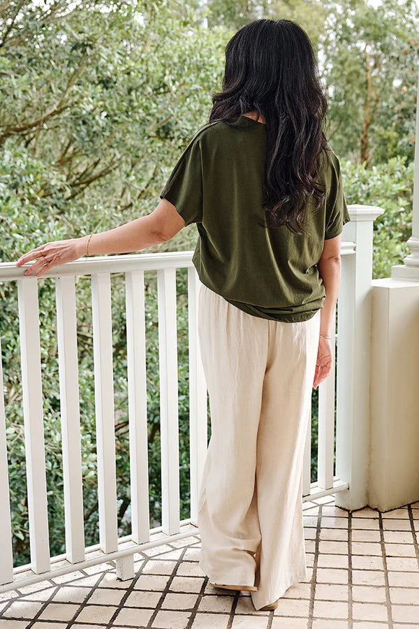 Pax Tee - Olive Bamboo Linen