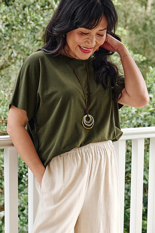 Pax Tee - Olive Bamboo Linen