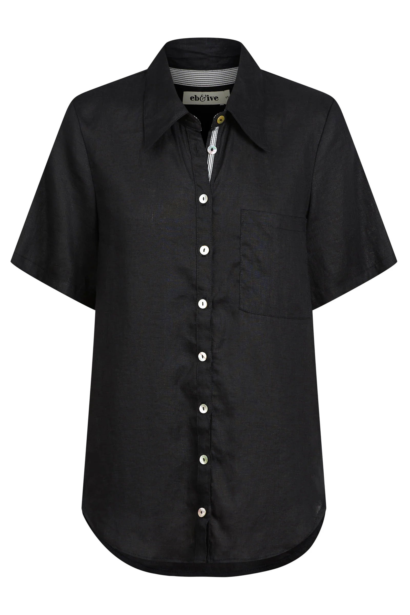 Studio Linen Short Shirt - Black