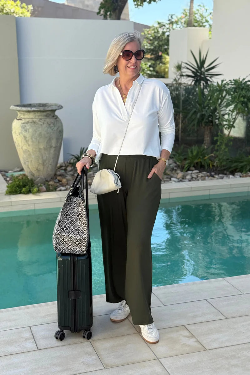 Bamboo Tilly Wide Leg Pant - Moss