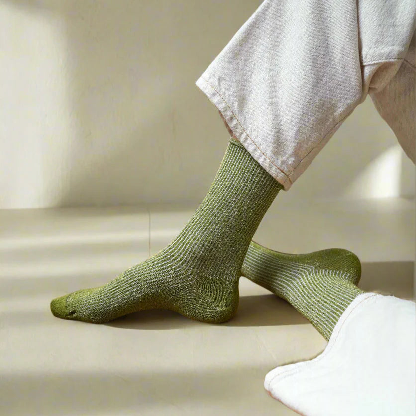 KLUE Glitter Lurex socks | Khaki Green