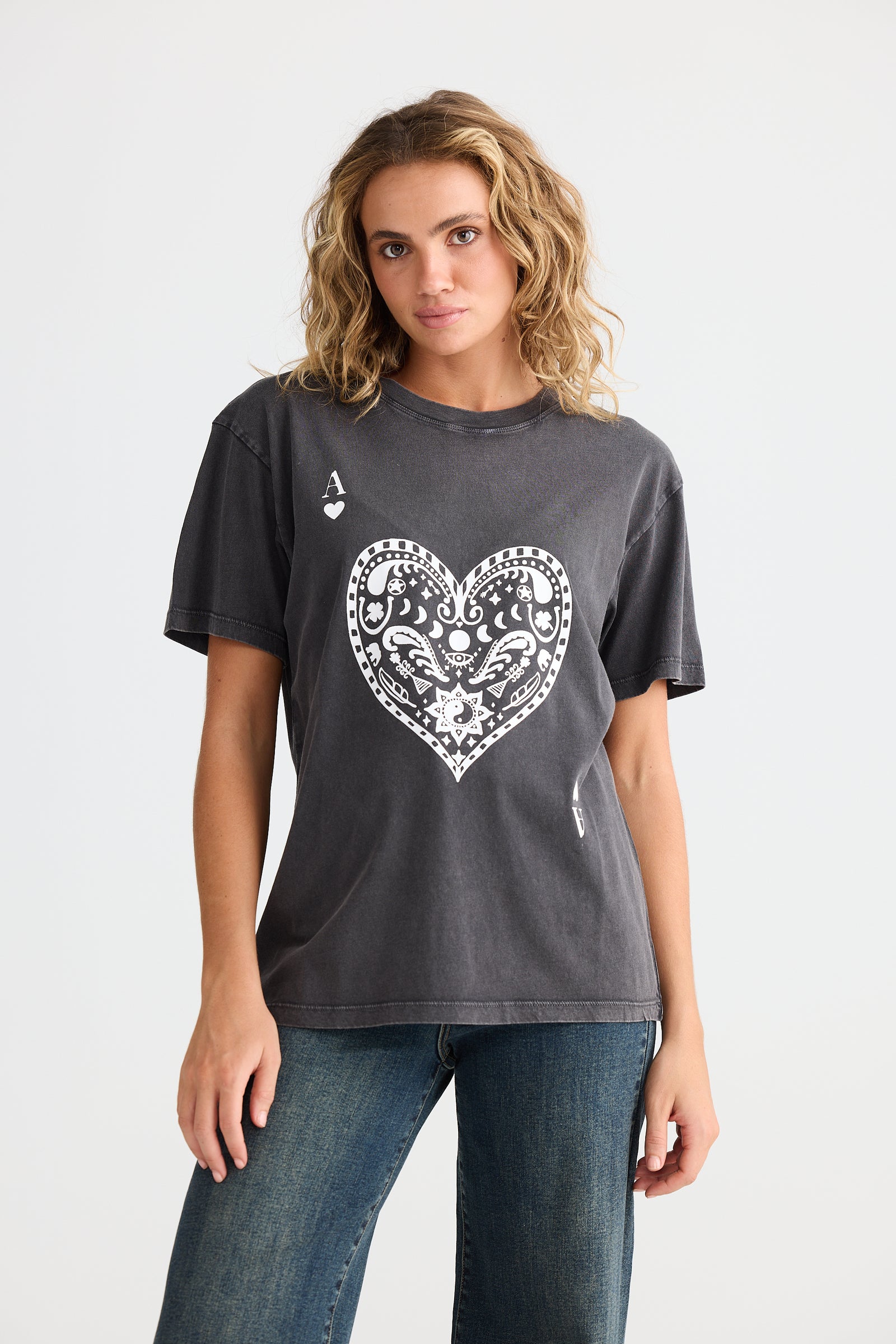 Ace of Hearts Relaxed Tee - Black