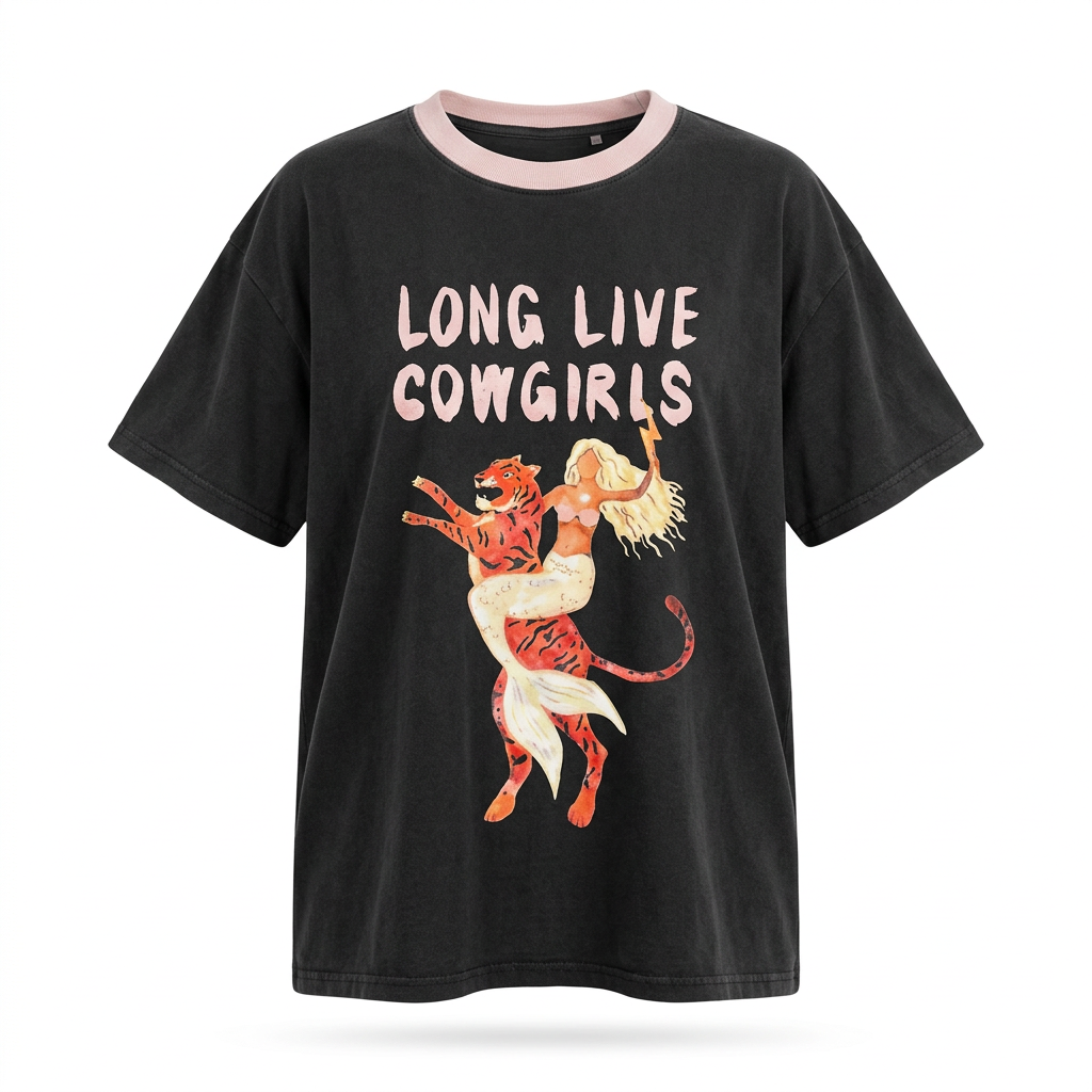 Long Live Cowgirls black tee ghost image