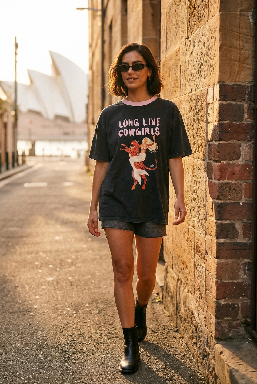 Long Live Cowgirls walking editorial